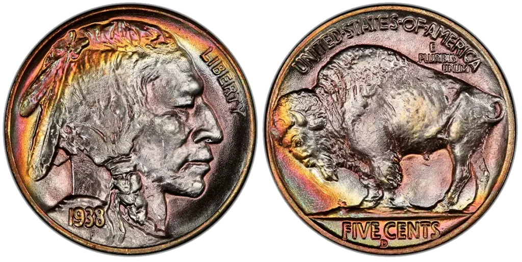 1938 D Buffalo nickel obverse and reverse
